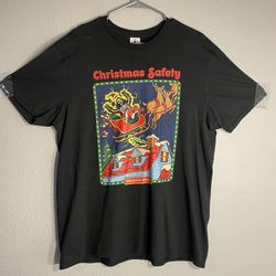 Steven Rhodes Christmas Safety Black T-Shirt XL Men’s T Shirt Holiday