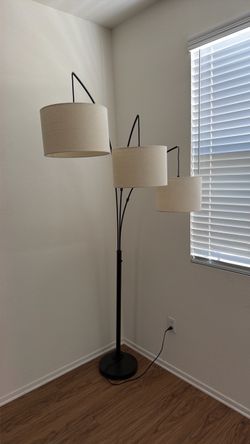 3-Light Arc Floor Lamp with Drum Shades