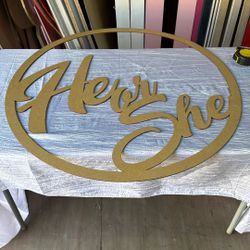 He Or She 3’ Wood Laser Cut Sign 