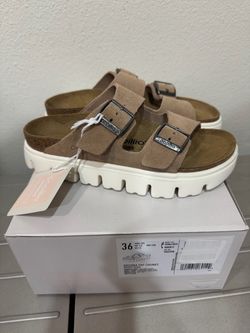 Brand New Birkenstock Arizona Chunky Suede Leather Warm Sand