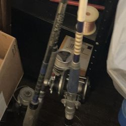 Fishing Rods With Box Of Supplies