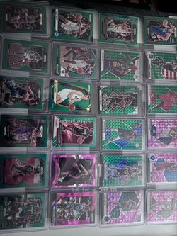 24 pink and green prizms (Curry, Edwards RC, Melo RC, Herro RC)