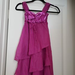 Girls Sequin Party Dress -Magenta