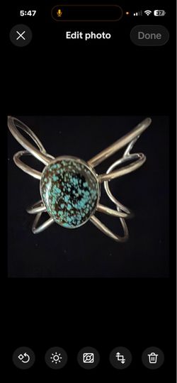 Vintage Southwestern Native American Cuff Bracelet 36.37g. Turquoise Stone.