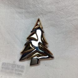 Vintage Liz Claiborne Signed Two toned Christmas Tree Brooch 