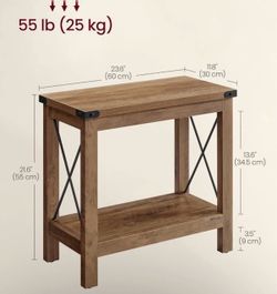 VASAGLE 2-Tier End Side Table Small Accent Nightstand w/ Bottom Shelf - Honey Brown