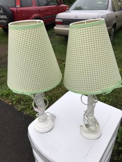 2 small nights lamps, with wood base.