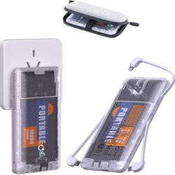 10000mAh Portable Charger,Q Slim USB C Power Bank,5 Output Dual Input 20W Travel External Battery Pack with Built-in Cables and AC Wall Plug, Compatib