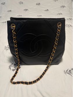 Vintage Quilted Leather  Chain Tote