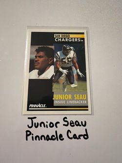 Junior Seau San Diego Chargers Hall of Fame LB Pinnacle Card.