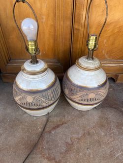 Vintage Nick Blaisdell studio pottery lamps