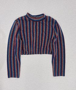 🌈✨ Vintage Rainbow Metallic Crop Top ✨🌈