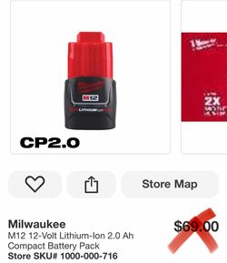 Milwaukee M12 12-Volt Lithium-Ion 2.0 Ah Compact Battery Pack