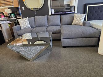 Brand New Costume Set Grey Sofa Chaise $889 Free Coffe Table Glass Crystal Diamonds