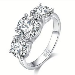 Moissanite Diamond Ring 3 Stone