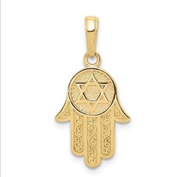 14k Jewish Hand Of God With Star Of David Pendant ON ORDER ONLY C3993