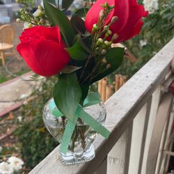 Two Fresh Roses in a Heart ❤️ Vase