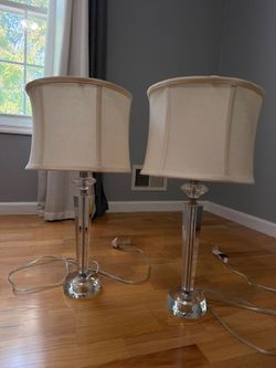 Pair of Crystal and Chrome Table Lamps