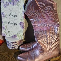 7.5 Pink Metallic Cowboy Boots