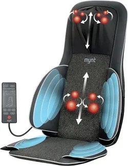 Mynt Shiatsu Neck & Back Massager for Chair with Heat, 10 Kneading Nodes – Black