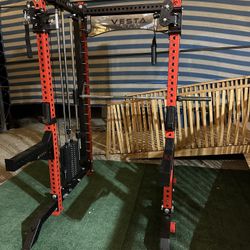 Vesta Fitness PRO SERIES Ultimate Half Rack Functional Trainer w/Smith Machine Bar | 320lb Stack | Gym Equipment | Fitness | Commercial | Squat Rack 