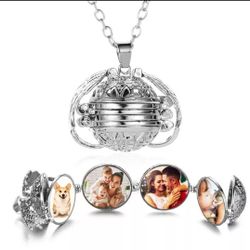 Multi Layer Wings Photo Box Necklace 