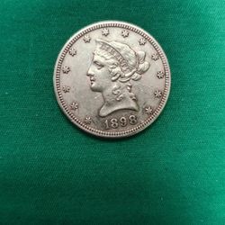 1898 $10 Gold Liberty Eagle Coin
