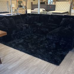 3PC Black Sectional With Sleeper  