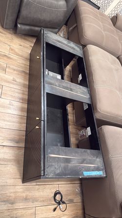 Dark black vanity with Open Shelves