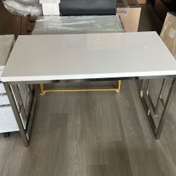 White And Silver Desk Or Mini Dinning Table Or Patio Table 