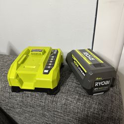 RYOBI 40 Volt Lithium-lon 4.0 Ah Battery and Rapid Charger