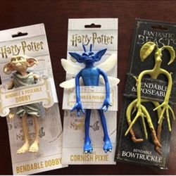 Harry Potter Bendable Figure Dobby Bowtruckle Cornish Pixie Noble Collection, great for collectors never used NEW