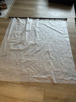 Shower Curtain, Hooks & Rod