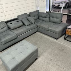 Grey L Shaped Sofa 