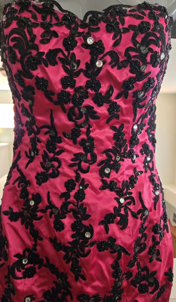 Pink and black formal dress size 2