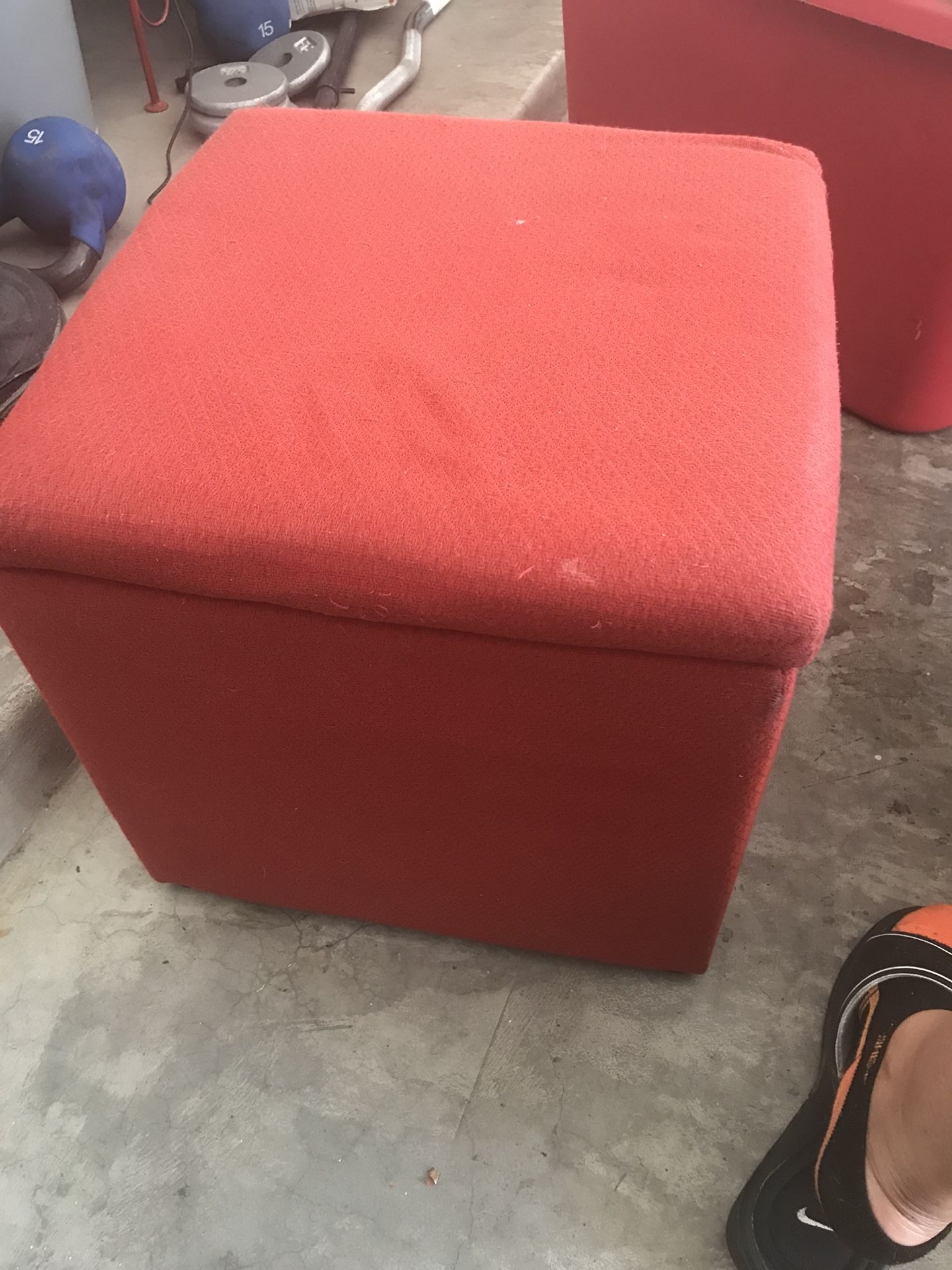 Small red ottoman