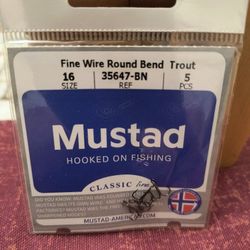 FISHING MUSTAD SIZE 16 TROUT HOOKS 
