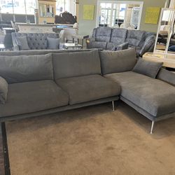 Feather Down Grey Fabric Sectional. Dropped Down From  $3,500 To $2,500