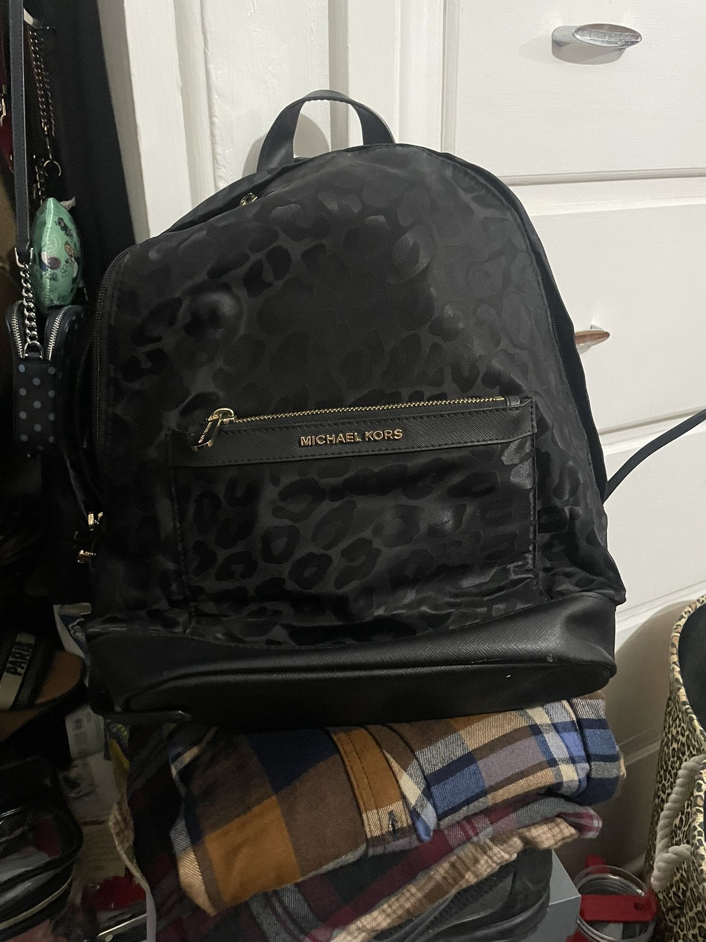 Large black, Michael Kors animal print backpack