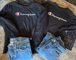 Champion Sweatshirt and T-Shirt + jeans bundle