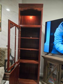 Solid wood lighted display cabinet
