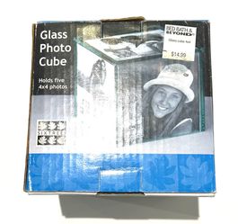 NEW! Sixtrees Vintage Glass Photo Cube Block Frame Holds 5 Photos 4X4