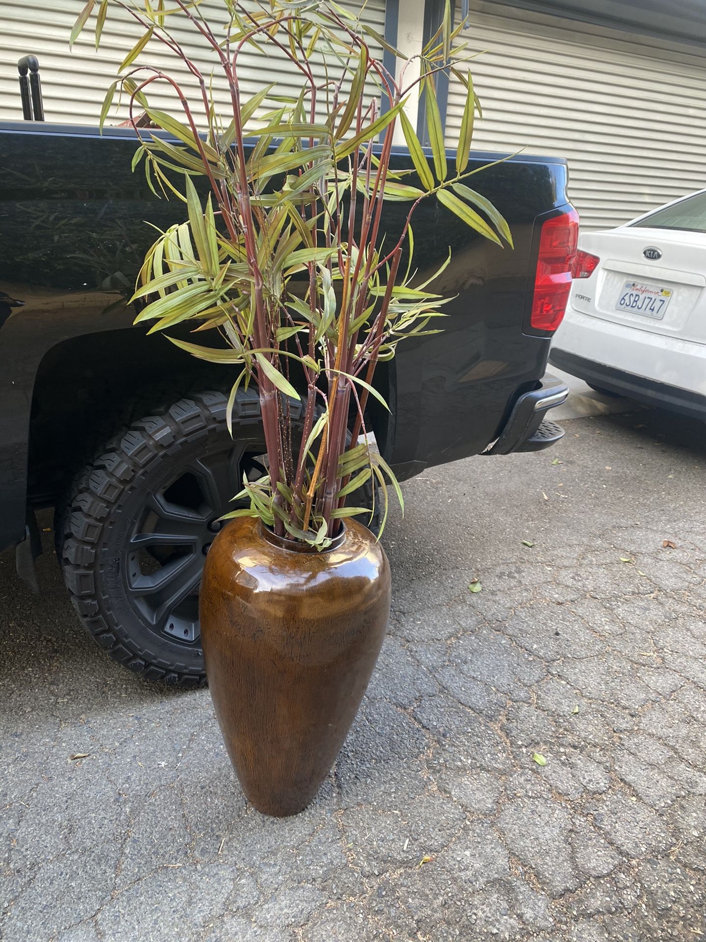 27” Decor Jar With Fake Plant