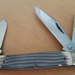 VTG Queen Steel #49 Imitation Winterbottom Bone Large Stockman Knife c.1930's to 1950's