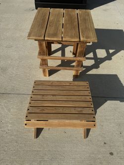 Solid Wood, Footstool, And Table Combo ST13x18x17 Side 20x20x20S
