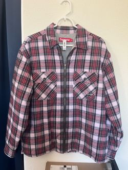 Supreme Thermal Lined Zip Up Flannel Shirt Size S Small FW25 Red Pink