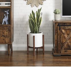 SONGMICS Ceramic Plant Pot, 10-Inch Planter, Flower Pot with Drainage Hole and Removable Plug, White ULCF001WT