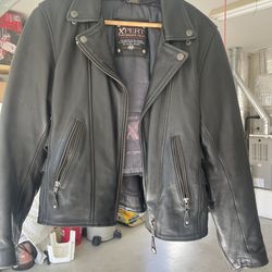 Leather woman’s motorcycle jacket