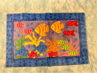 Ocean-Themed Area Rug | Colorful Fish & Coral Bath Rug | Coastal Beach House Decor