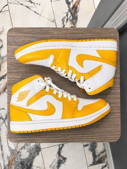 Air Jordan 1 Mid Yellow White Sneakers